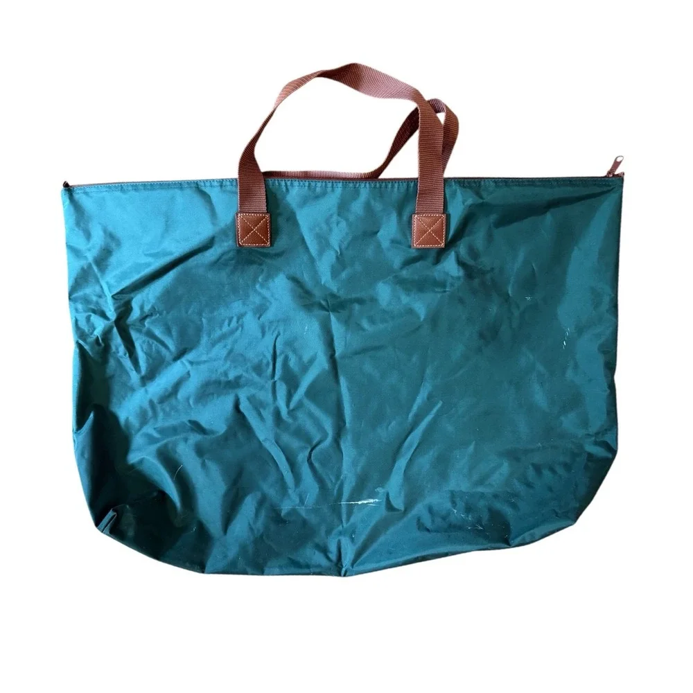 Polo Ralph‎ Lauren Green Nylon Oversized Tote Bag Zip Top Weekender Travel Bag
